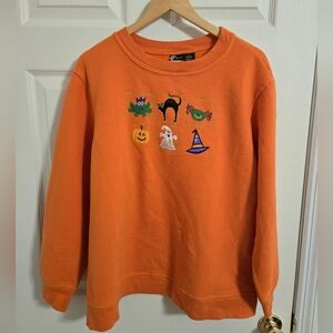 Holiday Editions Vibrant Orange Halloween Sweatshirt Size 2X